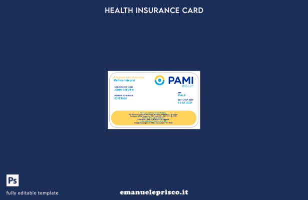 modello di tessera di assicurazione sanitaria PAMI Argentina stile verificato